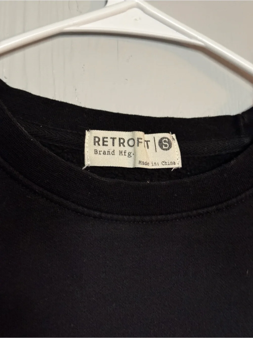 Retrofit Black Crewneck Sweatshirt with White La Huerta Taco Logo